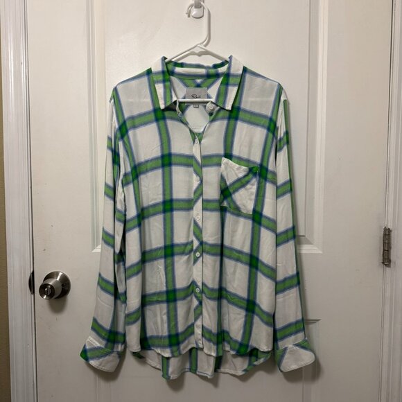 Rails - White & Green Plaid button down long sleeve shirt - Picture 1 of 2